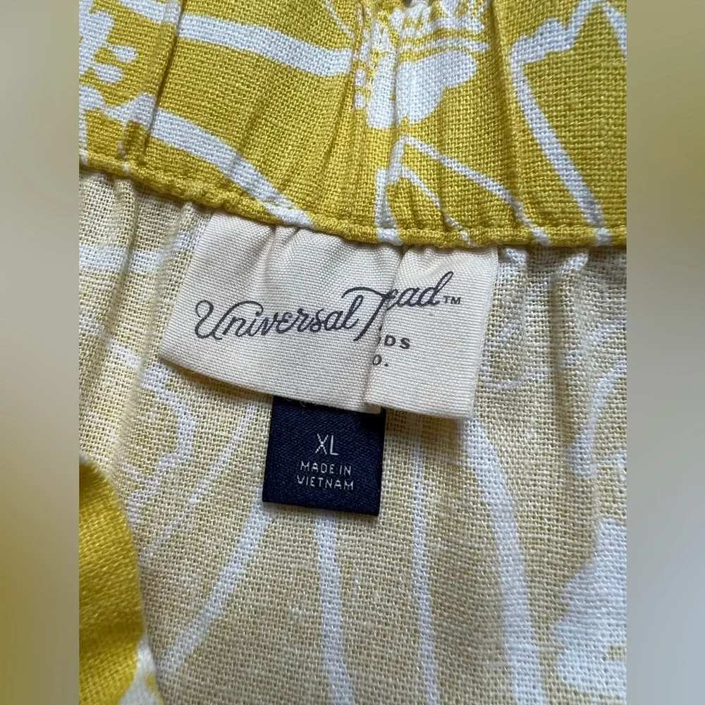 Universal Thread Floral Yellow & White Linen Rayon Blend Button Skirt. - Picture 4 of 12